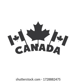 día canadá, banderas en barra hoja de arce diseño ilustración vector silueta estilo icono