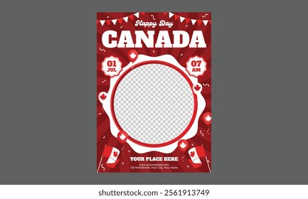 Canada Day Flyer. Happy Canada Day Illustration Background Banner. Happy Canada Day. Design for social media banner, poster