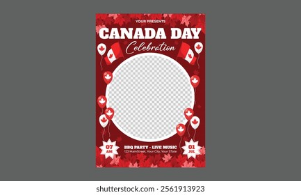 Canada Day Flyer. Happy Canada Day Illustration Background Banner. Happy Canada Day. Design for social media banner, poster