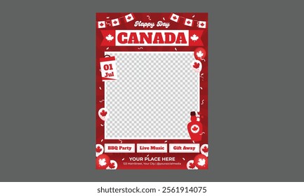 Canada Day Flyer. Happy Canada Day Illustration Background Banner. Happy Canada Day. Design for social media banner, poster