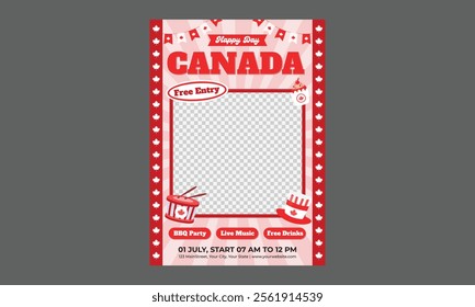 Canada Day Flyer. Happy Canada Day Illustration Background Banner. Happy Canada Day. Design for social media banner, poster