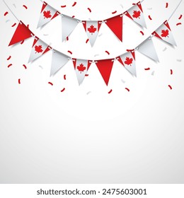 Canada day. Garland with the flag of Canada on a white background. Vector Illustration
