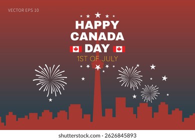 Canada Day Gradient Poster mit Feuerwerk und Flaggen