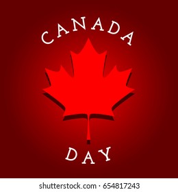 Canada Day - greeteng card with maple leaf. Template for your design. Vector illustration