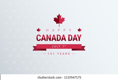 Canada Day Greeting Card Background - Red Happy Canada Day Typography Design, Canada Maple Leaf, July 1st Greeting Card Vector