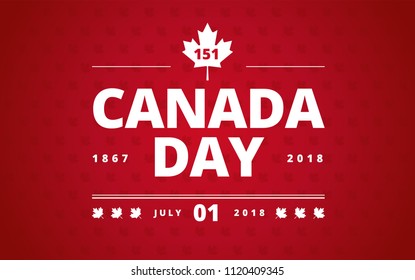 Canada Day greeting card red background - Canada Day typography design, Canada maple leaf, July 1st greeting card vector 