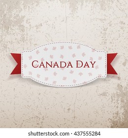 Canada Day greeting Tag with Text and Ribbon