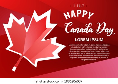Canada Day mit handgeschriebenen Schriften und Farbverlauf roten Ahornblättern. Vektortypografie für Grußkarten, Dekorationen und Decken. Happy Canada Day Konzept.