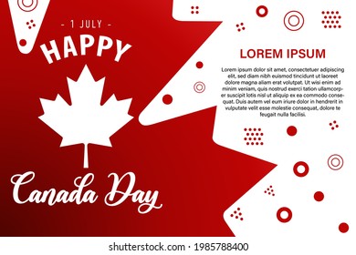 Canada Day with handwritten lettering and red maple leaf. Vector typography for greeting cards, decorations, and covers. Happy Canada Day concept.