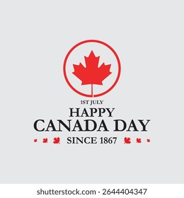 Dia do Canadá, dia feliz do Canadá comemorar em 1º de julho. folhas de bordo, fundo da bandeira canadense, arquivo vetorial. Fundo feliz do Dia do Canadá com folha de bordo vermelha. ilustração vetorial. 