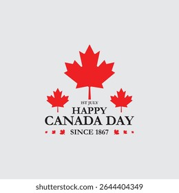 Dia do Canadá, dia feliz do Canadá comemorar em 1º de julho. folhas de bordo, fundo da bandeira canadense, arquivo vetorial. Fundo feliz do Dia do Canadá com folha de bordo vermelha. ilustração vetorial. 