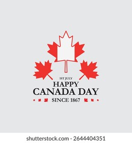 Dia do Canadá, dia feliz do Canadá comemorar em 1º de julho. folhas de bordo, fundo da bandeira canadense, arquivo vetorial. Fundo feliz do Dia do Canadá com folha de bordo vermelha. ilustração vetorial. 
