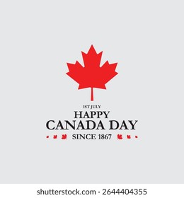 Dia do Canadá, dia feliz do Canadá comemorar em 1º de julho. folhas de bordo, fundo da bandeira canadense, arquivo vetorial. Fundo feliz do Dia do Canadá com folha de bordo vermelha. ilustração vetorial. 
