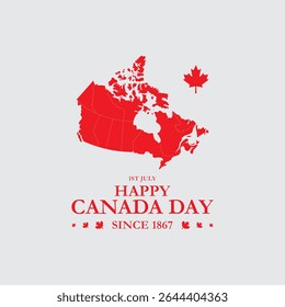 Dia do Canadá, dia feliz do Canadá comemorar em 1º de julho. folhas de bordo, fundo da bandeira canadense, arquivo vetorial. Fundo feliz do Dia do Canadá com folha de bordo vermelha. ilustração vetorial. 