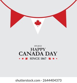 Dia do Canadá, dia feliz do Canadá comemorar em 1º de julho. folhas de bordo, fundo da bandeira canadense, arquivo vetorial. Fundo feliz do Dia do Canadá com folha de bordo vermelha. ilustração vetorial. 