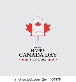 Dia do Canadá, dia feliz do Canadá comemorar em 1º de julho. folhas de bordo, fundo da bandeira canadense, arquivo vetorial. Fundo feliz do Dia do Canadá com folha de bordo vermelha. ilustração vetorial. 