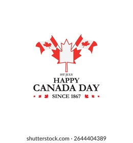 Dia do Canadá, dia feliz do Canadá comemorar em 1º de julho. folhas de bordo, fundo da bandeira canadense, arquivo vetorial. Fundo feliz do Dia do Canadá com folha de bordo vermelha. ilustração vetorial. 