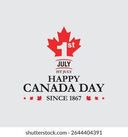 Dia do Canadá, dia feliz do Canadá comemorar em 1º de julho. folhas de bordo, fundo da bandeira canadense, arquivo vetorial. Fundo feliz do Dia do Canadá com folha de bordo vermelha. ilustração vetorial. 