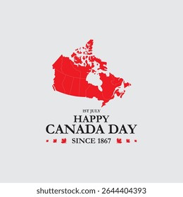 Dia do Canadá, dia feliz do Canadá comemorar em 1º de julho. folhas de bordo, fundo da bandeira canadense, arquivo vetorial. Fundo feliz do Dia do Canadá com folha de bordo vermelha. ilustração vetorial. 