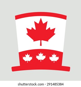 Canada Day hat, First of July hat isolated on grey background. Dominion Day, 1 July, Icon. Vector illustration.