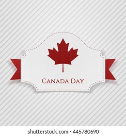 Canada Day Holiday Tag with Ribbon