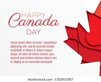 canada day horizontal banner template with text and paper cut colorful maple leaf. vector illustration for greeting cards, posters, flyers, invitations, brochures