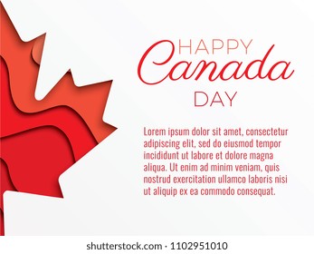 canada day horizontal banner template with text and paper cut colorful maple leaf. vector illustration for greeting cards, posters, flyers, invitations, brochures