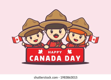 canada day illustration with cute character