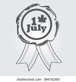 Canada Day July 1 icon outline drawing.