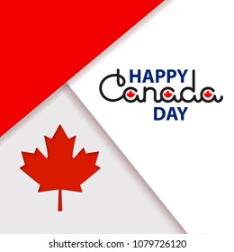 Canada Day lettering isolated on white.  Icon. Emblem.  Happy Canada Day greeting card with handwritten word,  maple leaves on white. Vector illustration.