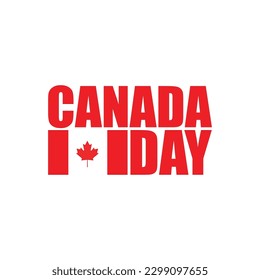 Canada day lettering logo with Canada flag vector illustration