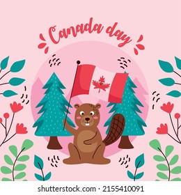 canada day lettering with squirrel poster