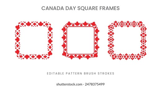 Canada day maple leaf pattern brush square frames, Editable, Template