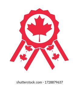 Canada Tag, Medaillenblattdekoration Ornament Vektor Illustration flache Stil Ikone