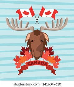 Canada day with moose and maple leaf design