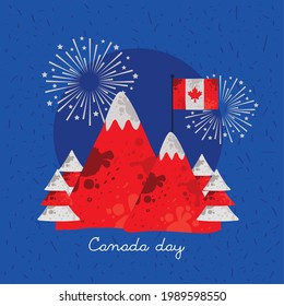 canada day mount with flag and fireworks