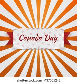 Canada Day paper Badge with Text and Ribbon
