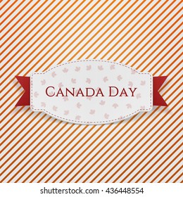 Canada Day paper Emblem with Text and Ribbon