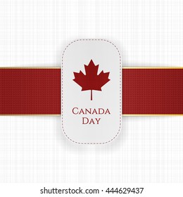 Canada Day paper Label with red Ribbon