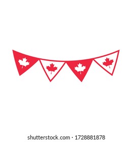 canada day, pennants flag maple leaves decoration celebration vector illustration flat style icon