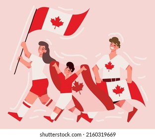 Canada Day, People With Flags Concept