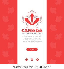 Canada day post template, Greeting card, Maple leaf