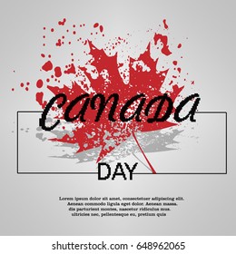 Canada Day poster. Canadian flag vector illustration greeting card with a maple leaf from particles and a falling shadow. Canada Maple leaf on white background