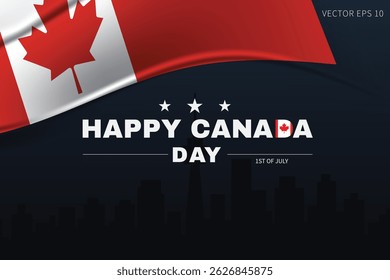 Canada Day Poster with Flag Background and Text Art