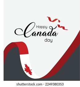 Canada day poster template 3d ribbon flag elements 