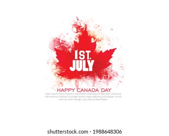 Canada Day with realistic red maple leaf, typography, background