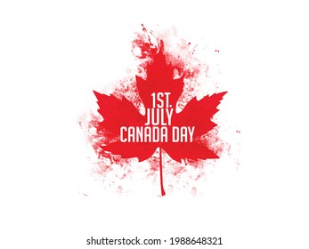 Canada Day with realistic red maple leaf, typography, background