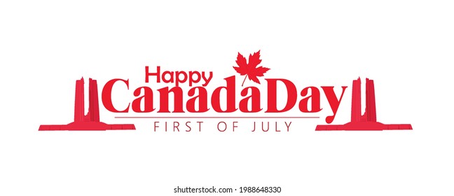 Canada Day with realistic red maple leaf, typography, background