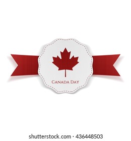 Canada Day realistic red and white festive Tag