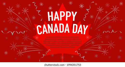 Canada Day red banner with copy space for text with salute 